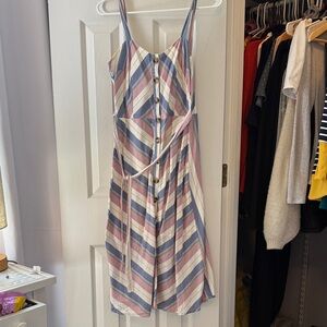 Elegant Striped Midi Dress in Pastel Hues